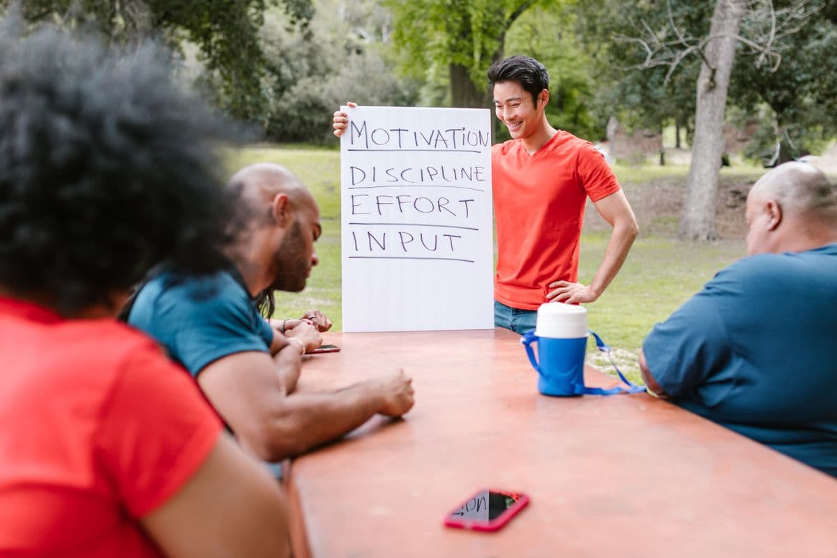 Séance de consolidation d'équipe en plein air